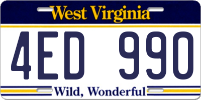 WV license plate 4ED990