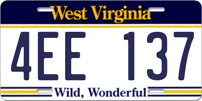 WV license plate 4EE137