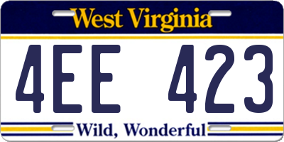WV license plate 4EE423