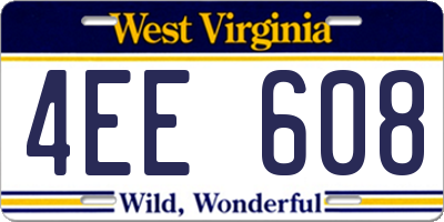 WV license plate 4EE608