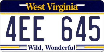 WV license plate 4EE645