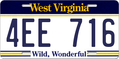 WV license plate 4EE716