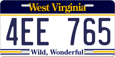 WV license plate 4EE765