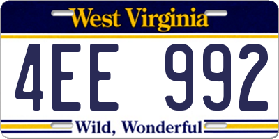 WV license plate 4EE992