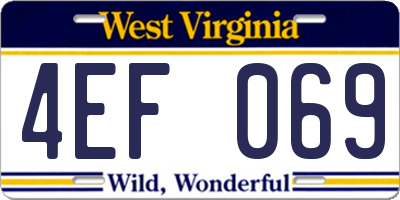 WV license plate 4EF069