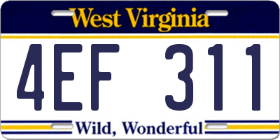 WV license plate 4EF311