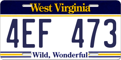 WV license plate 4EF473