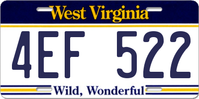 WV license plate 4EF522