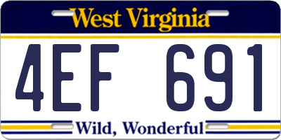 WV license plate 4EF691