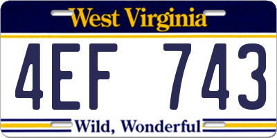 WV license plate 4EF743