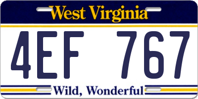 WV license plate 4EF767