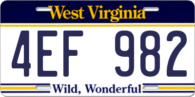 WV license plate 4EF982