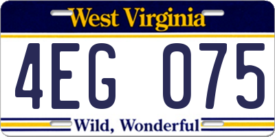 WV license plate 4EG075