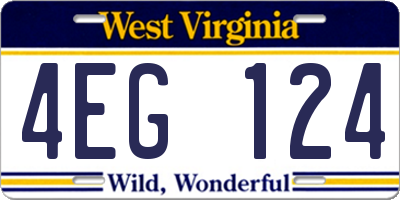 WV license plate 4EG124