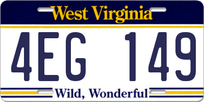 WV license plate 4EG149