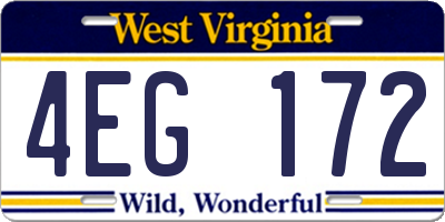 WV license plate 4EG172