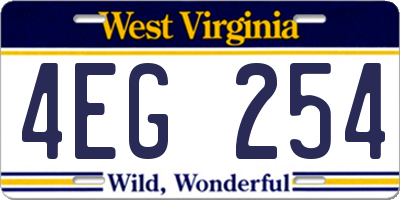 WV license plate 4EG254