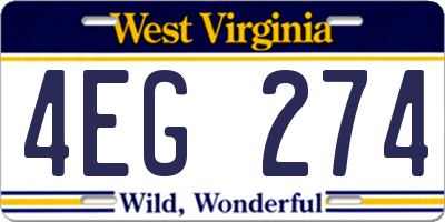 WV license plate 4EG274