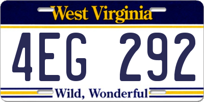 WV license plate 4EG292