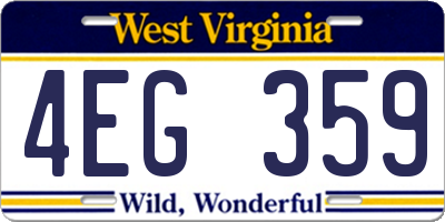 WV license plate 4EG359