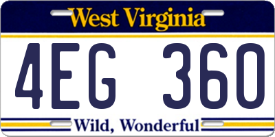 WV license plate 4EG360