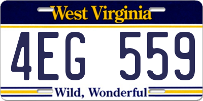 WV license plate 4EG559