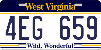 WV license plate 4EG659