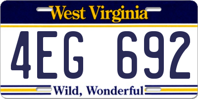 WV license plate 4EG692
