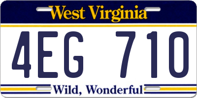WV license plate 4EG710