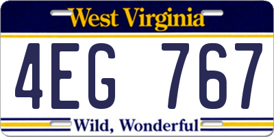 WV license plate 4EG767