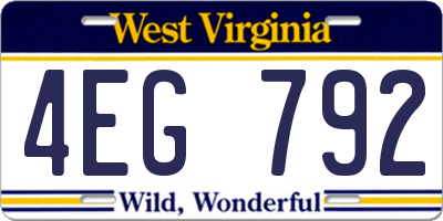 WV license plate 4EG792