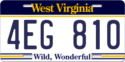 WV license plate 4EG810