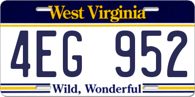 WV license plate 4EG952