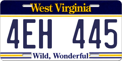 WV license plate 4EH445