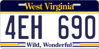 WV license plate 4EH690