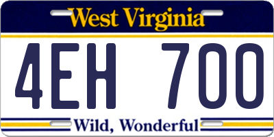WV license plate 4EH700