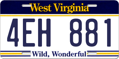WV license plate 4EH881