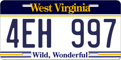 WV license plate 4EH997