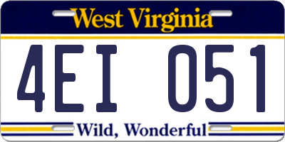 WV license plate 4EI051