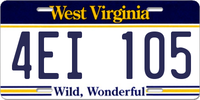 WV license plate 4EI105