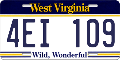 WV license plate 4EI109