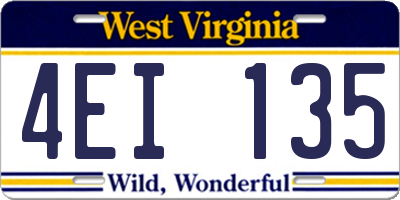 WV license plate 4EI135
