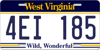 WV license plate 4EI185
