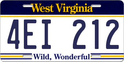 WV license plate 4EI212