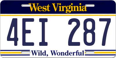 WV license plate 4EI287