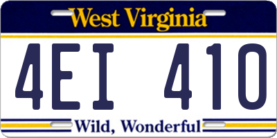 WV license plate 4EI410