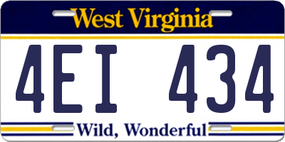 WV license plate 4EI434