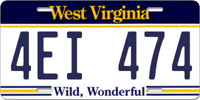 WV license plate 4EI474