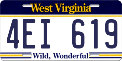 WV license plate 4EI619