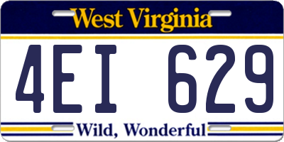 WV license plate 4EI629